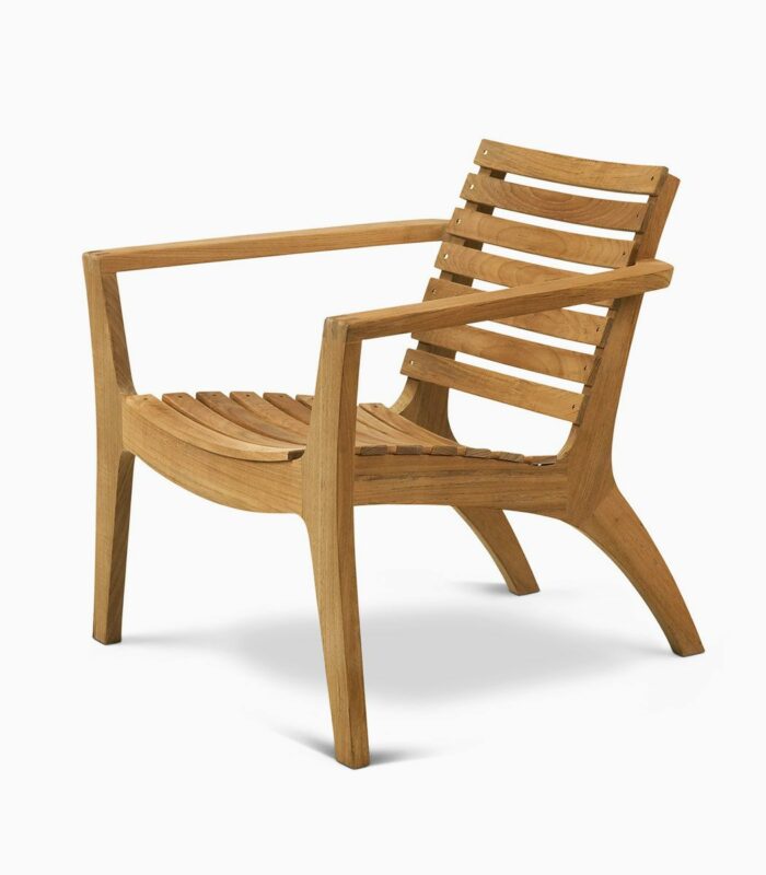 A wooden chair with arms and back rests.