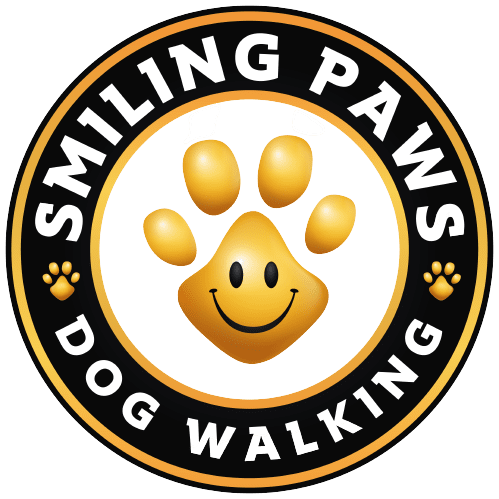 Smiling paws dog walking